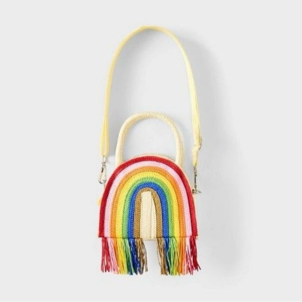 NWOT Colorful Rainbow Woven Handbag